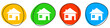 4 bunte Icons: Haus - Button Banner
