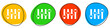 4 bunte Icons: Regler Einstellungen - Button Banner