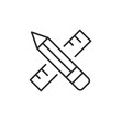 Pencil and ruler icon. Simple drawing and measuring tools icon for design, drafting, and educational use. Vector illustration.