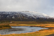 River Brúará and snowy mountains in Iceland