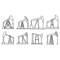 Wall Mural - Pump Jack icon vector set. Oil illustration sign. Oil Drilling symbol collection. Oil Pumping logo.