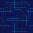 Seamless pattern with blue lines on navy background. Geometric print