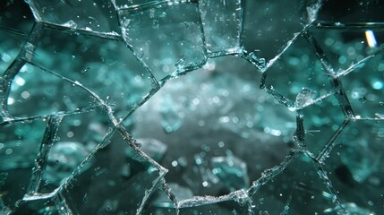 Wall Mural - Broken glass with pieces of broken glass. Abstract background for design.