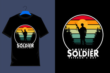 American Soldiers Retro T Shirt Design