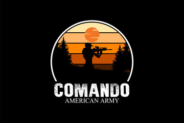 Commando American Army Retro Design Landscape