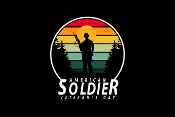 Poster - American Soldiers Retro Design Landscape