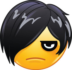 Wall Mural - Emo emoji emoticon with dark hair and eye