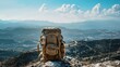 Military bag stationed at a high viewpoint, overlooking vast landscapes, symbolizing readiness and resilience