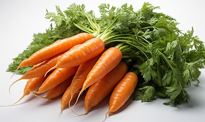 Wall Mural - Stack of Carrots on White Background