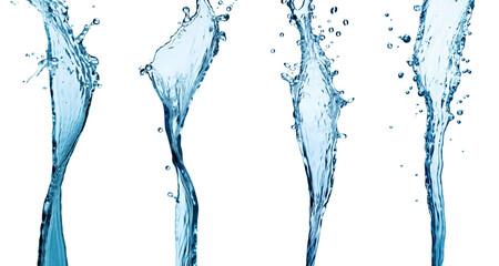 Aufkleber - Set of strong flow of water on an isolated white background
