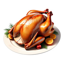 3d Roasted Thanksgiving Turkey On Isolated Transparent Background Png. Generated With AI