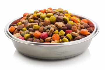 Wall Mural - Canned pet food on white background