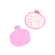 Set of abstract pomegranate fruits. SHANA TOVA Holiday symbol. Isolated on white background.