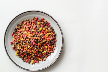 Sticker - Cat food on plate white backdrop