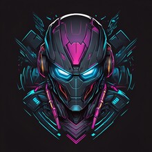Gaming Mascot Logo Cyborg For T-shirt