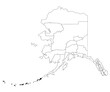 Map of aleutians West borough in Alaska state on white background. single borough map highlighted by black colour on Alaska map. UNITED STATES, US
