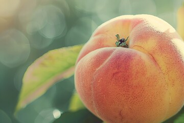 Wall Mural - Close up of a peach on its own