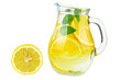 Glass jug with lemon water (or alcohol), slices and mint