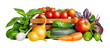 Fresh vegetables harvest in basket. Organic food isolated PNG