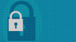 A light grey padlock icon casts a shadow on a teal digital grid background, symbolizing security and protection in the digital age.