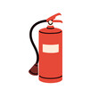 Fire extinguisher, emergency firefighting tool. Safety equipment. Red vessel with chemical foam. Extinguishing protective device. Flat graphic vector illustration isolated on white background