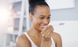 © peopleimages.com - Woman, pregnancy test and results smile in home for fertility journey or future mother, reading or ivf. Female person, stick and happiness good news or excited in apartment, ovulation or positive