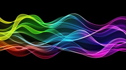 Wall Mural - modern colorful wave lines. Wave Shape with black background.