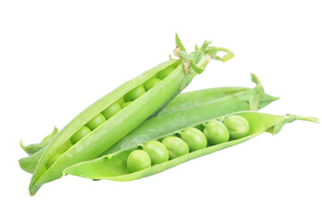 Wall Mural - Green peas isolated on white background