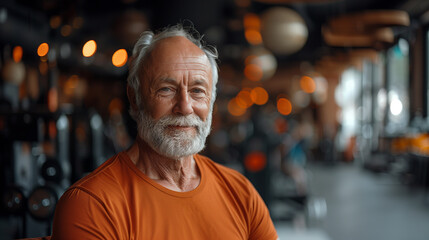 Wall Mural - Older man in a gym. Sport and healthy living in the elderly