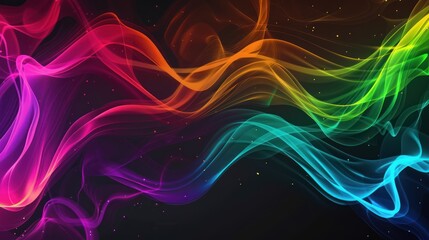 Wall Mural - modern colorful wave lines. Wave Shape with black background.