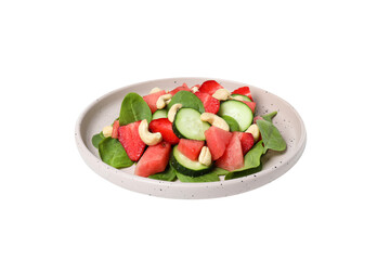 Wall Mural - PNG, Watermelon salad in a bowl, isolated on a white background