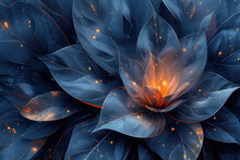 Abstract Blue Flower Background. Created With Ai