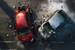 © Tetiana - AI generated image of two cars crash in accident top view