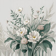 A stunningly simplistic illustration of a botanical garden bouquet