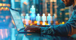 © ImageFlow - Man using laptop, headhunting and human resources. Ai generative illustration