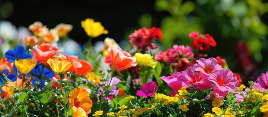 Wall Mural - Flowers blooming in the garden on a sunny day.