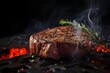 Juicy grilled steak with rosemary and smoked pepper
