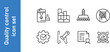 Quality control icon set. Check marks, ticks inspect, manufacture, certificate, etc. Vector collection. 