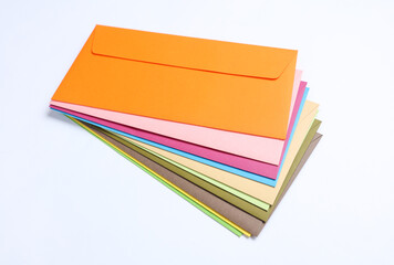 Wall Mural - Set of colored envelopes on a white background