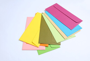 Wall Mural - Set of colored envelopes on a white background