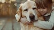 © R Studio - A Comforting Embrace Child s Tender Hug with Gentle Therapy Dog Illustrates the Profound Impact of Animal Assisted Care