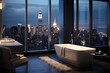 Skylined Serenity: Luxurious Penthouse Bathroom Ideas with Floor-to-Ceiling Windows
