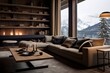 Modern Alpine Cabin Living Room Designs: Wood Paneling, Modern Amenities, Cabin Comfort Bliss.