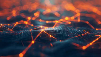 A digital mesh representing network security code, glowing under natural light that casts soft shadows. , natural light, soft shadows, with copy space