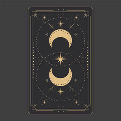 Wall Mural - tarot reverce border magic sacred cover card frame gold line border celelstial mystery esoteric deco