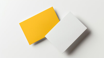 white and yellow blank business card mockup on white background, Mock up template for design presentation and branding