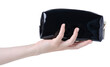 Black cosmetic bag beauty in hand isolation