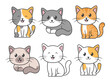 Cartoon cats set. Cat icon modern geometric flat style vector illustration. Cute cat icon pack. Cats outline icon set. Vector illustration