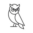 Cute owl line art symbol. Animal cartoon mascot. Owl monoline vector sign. Owl linear icon. Owl logo design template. Vector illustration