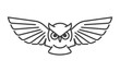 Cute owl line art symbol. Animal cartoon mascot. Owl monoline vector sign. Owl linear icon. Owl logo design template. Vector illustration
